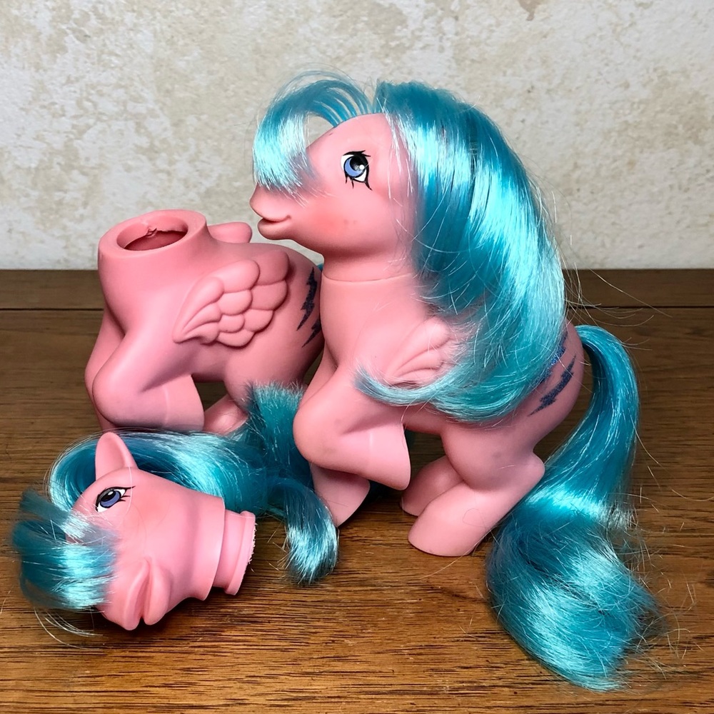 Pair of vintage G1 My Little Pony Firefly sparkle Pegasus ponies- projects/parts